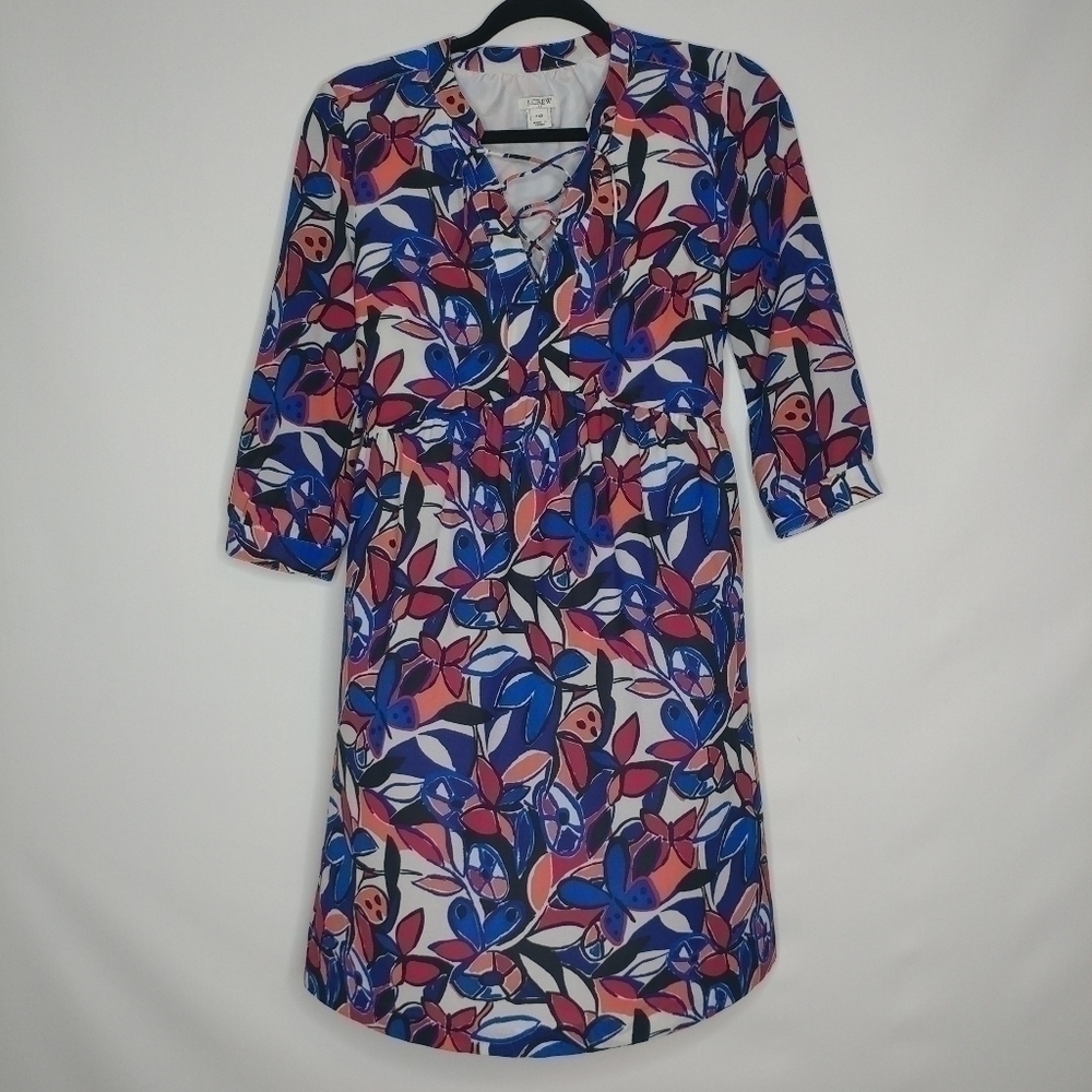 J. Crew Lace Up Butterfly Floral Printed Dress - Picture 5 of 12